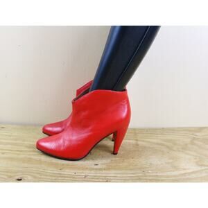 Jeffrey Campbell Boots Red Leather 9 Furiosia Ankle Bootie Boho Shoes
